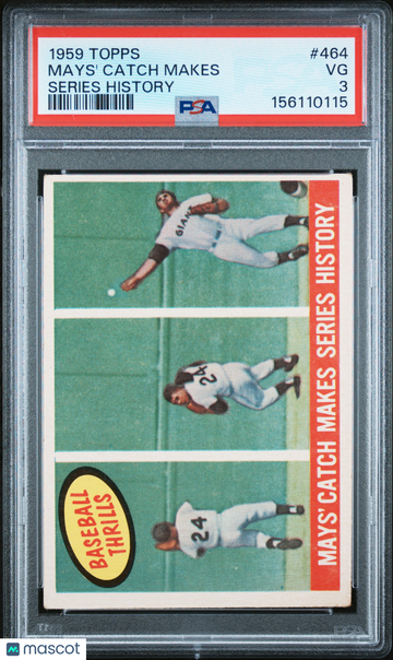 1959 Topps Mays' Catch Makes #464 Series History PSA 3