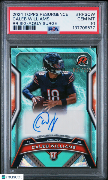 2024 Topps Resurgence Resurgence Rookie Signatures Caleb Williams #RRSCW RR Aqua /249 PSA 10