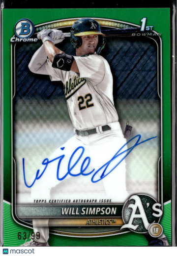 2024 Bowman Chrome Will Simpson #CPA-WSI Green Refractor