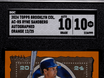 2024 Topps Brooklyn Collection Ryne Sandberg #AC-RS Autograph Orange SGC 10 Auto 10
