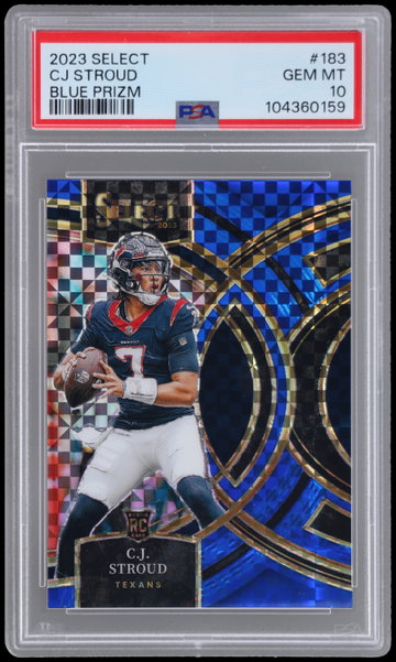 2023 Panini Select Cj Stroud Premier Level Blue Prizm PSA 10 RC