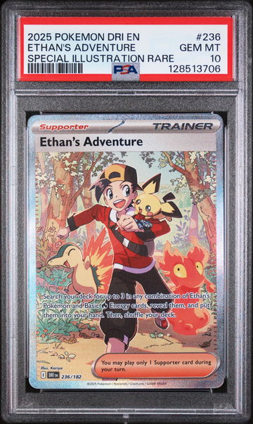 2025 Pokemon Destined Rivals Special Illustration Rare Ethan's Adventure #236 PSA 10