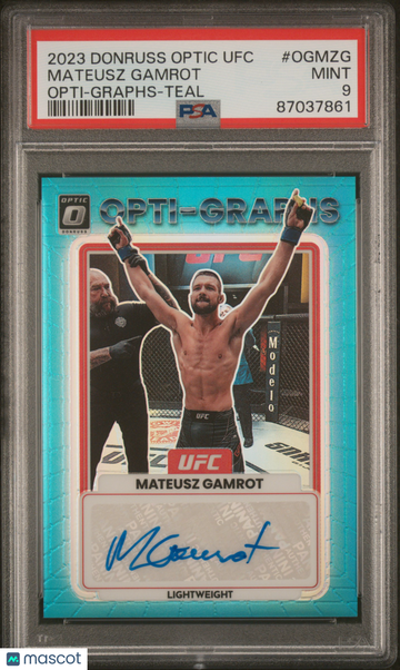 2023 Panini Donruss Optic UFC Opti-Graphs Mateusz Gamrot Teal #OGMZG PSA 9