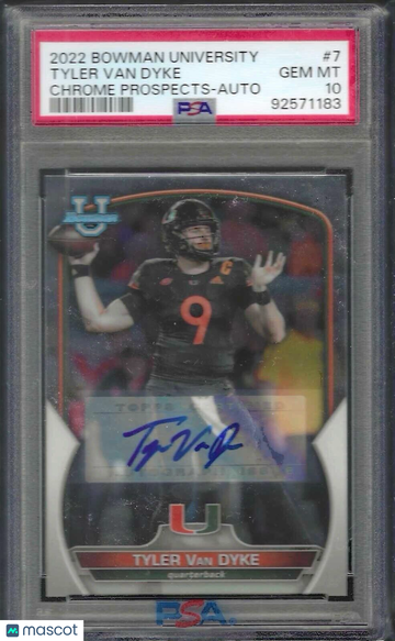2022 Bowman University Chrome Prospects Tyler Van Dyke #7 Auto PSA 10