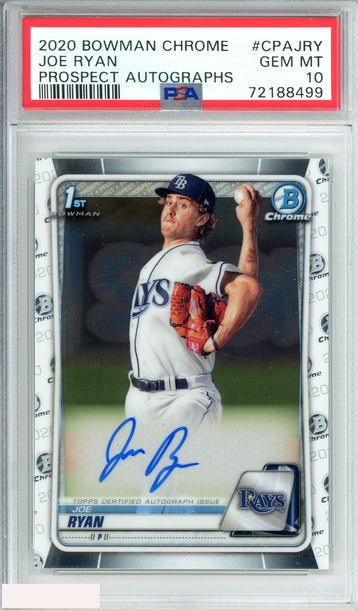 2020 BOWMAN CHROME JOE RYAN #CPAJRY PROSPECT AUTOGRAPHS RC PSA 10 GEM MT