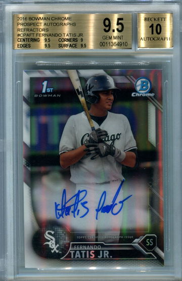 2016 Bowman Chrome Refractor /499 Fernando Tatis Jr. BGS 9.5 auto 10