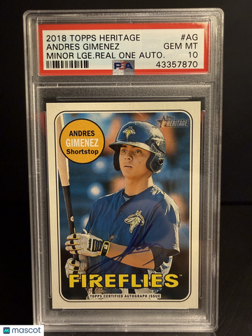 2018 Topps Heritage Minor League Real One Autographs Andres Gimenez #AG Lge. Real Autograph PSA 10
