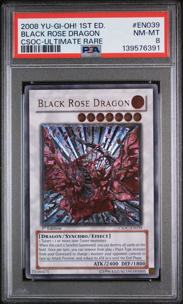 2008 Yu-Gi-Oh Crossroads of Chaos 1st Edition Black Rose Dragon #CSOC39 PSA 8