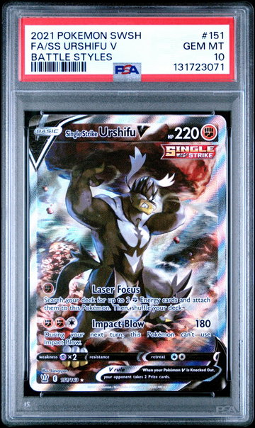 2021 Pokemon Sword and Shield Battle Styles Single Strike Urshifu V #151 PSA 10