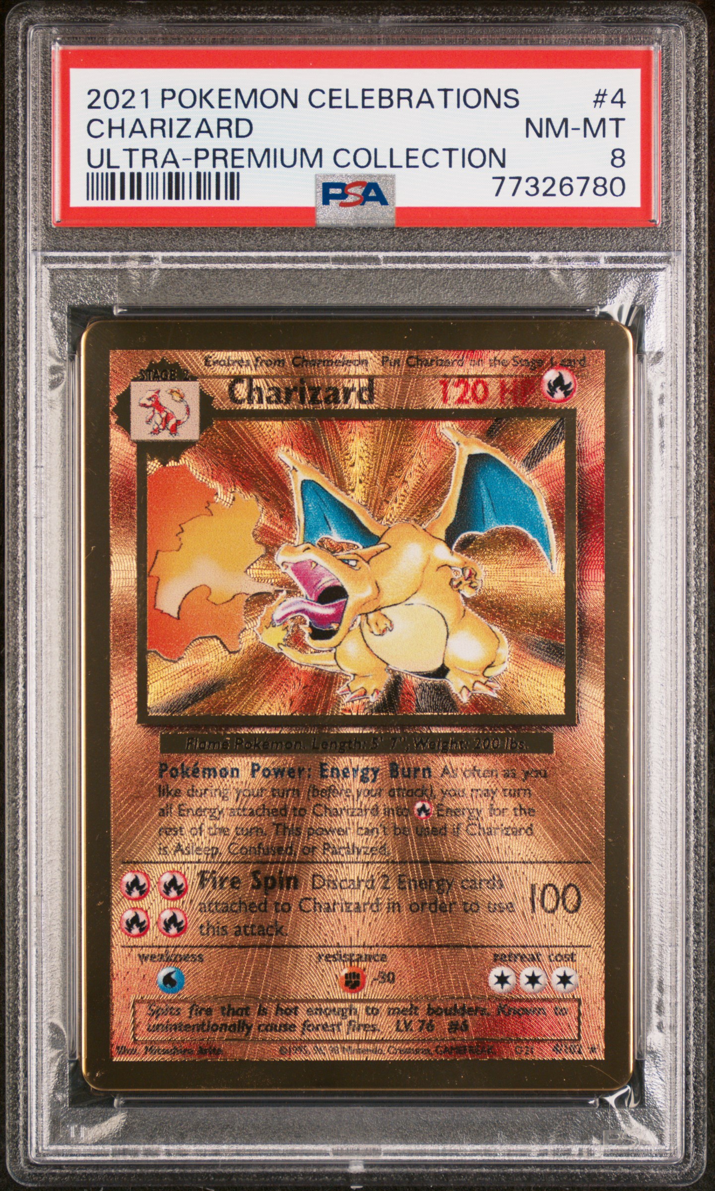 2021 Pokemon Celebrations Ultra-Premium Collection Charizard #4/182 PSA 8 METAL