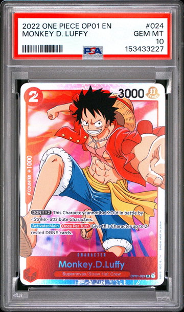 2022 One Piece Romance Dawn Monkey D. Luffy #OP01-024 PSA 10