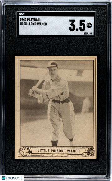 1940 Playball Lloyd Waner #105 SGC 3.5