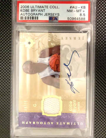 2006 Kobe Bryant Ultimate Coll. On Card Auto Game Worn Jersey PSA 8.5 POP 1