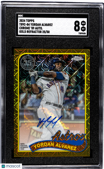 2024 Topps Yordan Alvarez #T89C-84 Chrome '89 Autograph Gold Refractor SGC 8