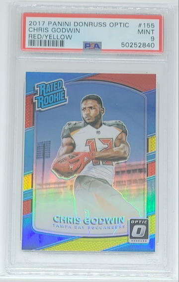 2017 Optic Chris Godwin SP RC Red/Yellow Holo Prizm #155 PSA 9 MINT