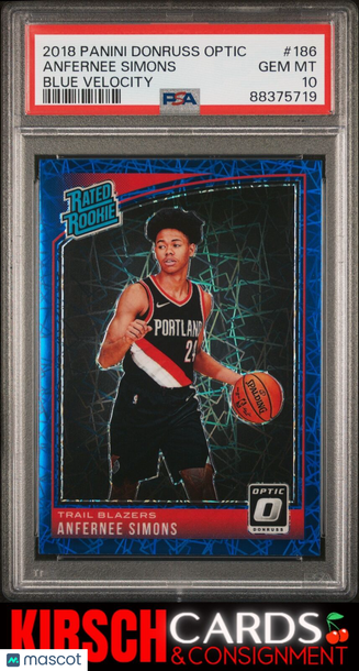 Anfernee Simons 2018 Panini Donruss Optic #186 Blue Velocity RC PSA 10