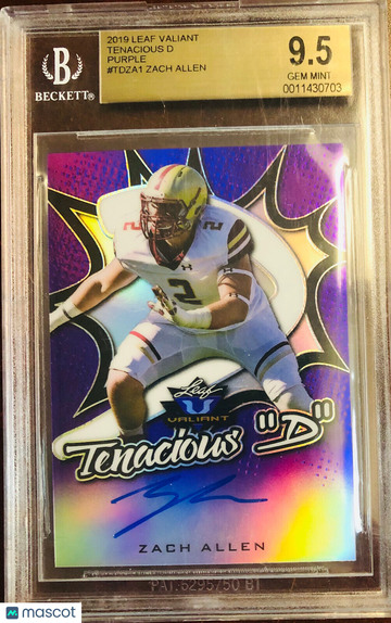 ZACH ALLEN 2019 Leaf Valiant Tenacious D PURPLE On-Card AUTO SP /20 BGS 9.5 Gem