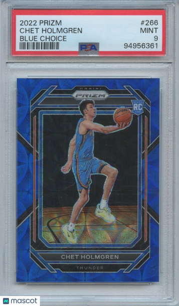 2022-23 Panini Prizm Chet Holmgren #266 Choice Blue Prizm Parallel/Variety Rookie Base Set PSA 9