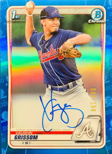 Vaughn Grissom 2020 Bowman Chrome Blue Refractor Rookie Auto 009/150 CPA-VG