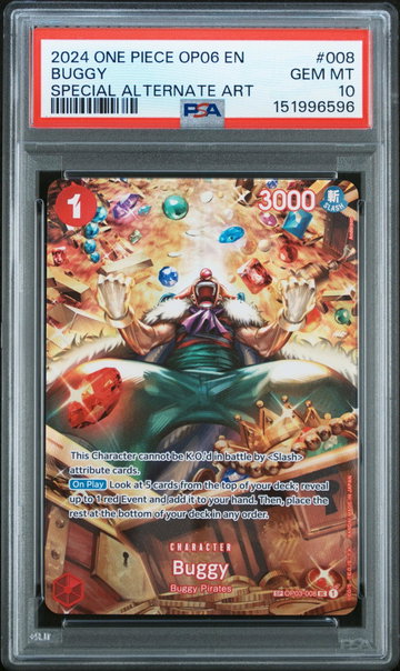 2024 One Piece Wings of the Captain Special Alternate Art Buggy #OP03-008 PSA 10