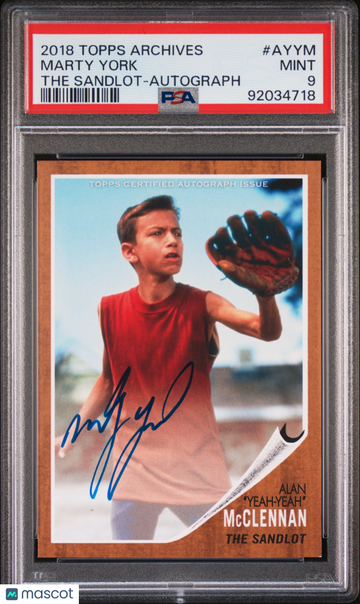 2018 Topps Archives The Sandlot Marty York #AYYM Autograph PSA 9