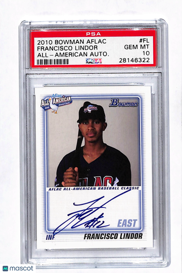 2010 Bowman Aflac All-American Francisco Lindor #FL Autograph PSA 10