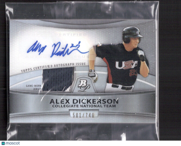 2010 Bowman Platinum Alex Dickerson #PAR-AD Relic Autographs Refractors AU,MEM,SN