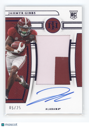 2023 Panini National Treasures Collegiate Jahmyr Gibbs #CMS-JAG Patch Autograph /25 RC
