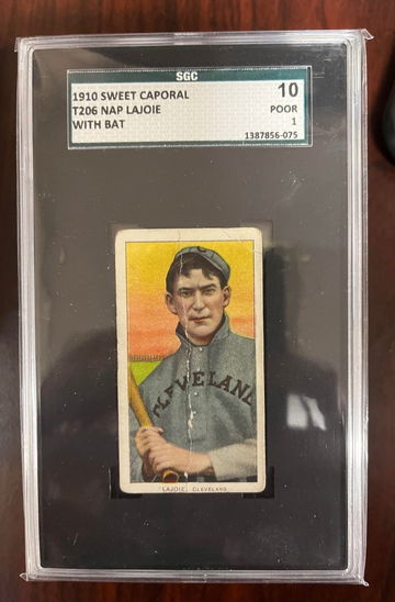 T206 Nap Lajoie With Bat SGC 1 Sweet Cap 350