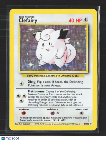 1999 Base Set Clefairy Holo Rare #5/102