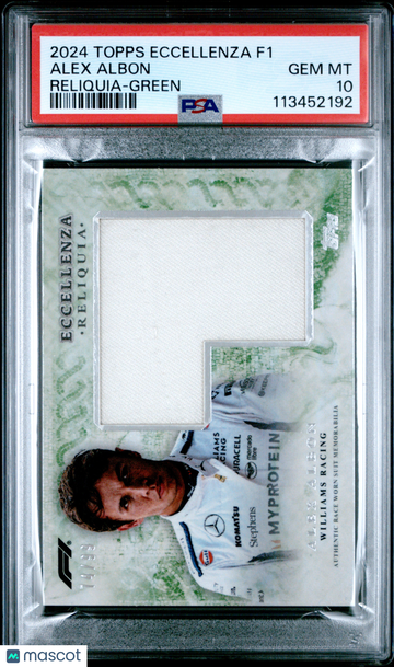 2024 Topps Eccellenza Formula 1 Reliquia Alex Albon Green PSA 10