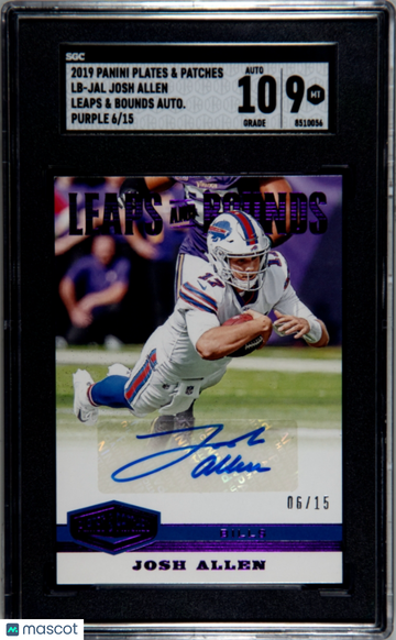 2019 Panini Plates & Patches Josh Allen #LB-JAL Leaps Bounds Autograph Purple SGC 9 Auto 10