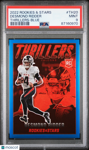 Desmond Ridder 2022 Rookies & Stars Thrillers Blue #TH20 Rookie RC /50 - PSA 9