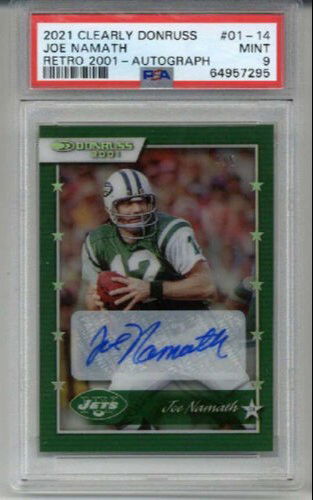 2021 PANINI CLEARLY DONRUSS RETRO 2001 JOE NAMATH AUTO JETS LE 4/5 PSA 9 LOW POP