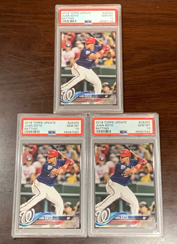 (3) 2018 Topps Update Juan Soto PSA 10