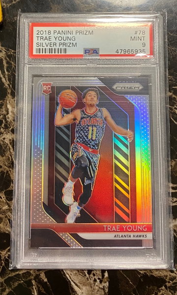 2018 panini prizm Trae young silver prizm #78 mint 9 psa