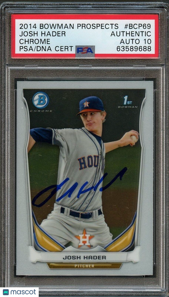 2014 Bowman Prospects Josh Hader #BCP69 Chrome PSA A Auto 10