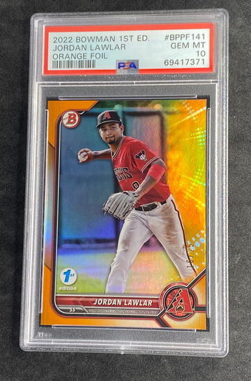 2022 Bowman 1st Edition BPPF141 Jordan Lawlar Orange Foil
