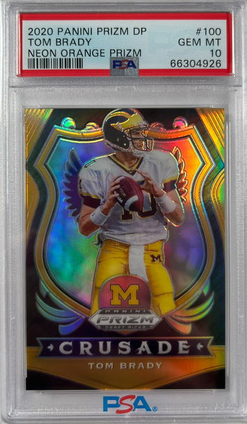 2020 Panini Prizm Draft Picks Tom Brady Neon Orange Prizm PSA 10 Gem Mint