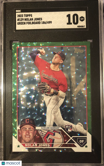 Nolan Jones 2023 Topps Green Foil Parallel RC #186/499 SGC 10 Gem Mint GUARDIANS