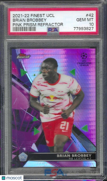 2021-2022 Topps Finest UEFA Champions League Brian Brobbey #42 Pink Prism Refractor PSA 10