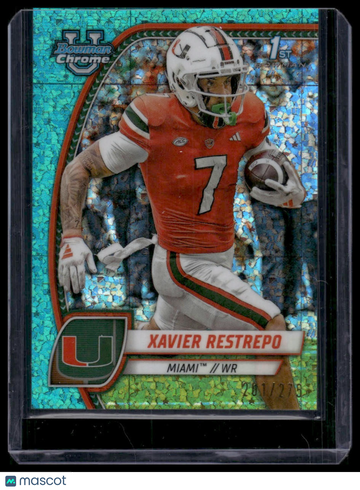 2024 Bowman University Chrome Xavier Restrepo #187 Aqua Mini-Diamond Refractor SN