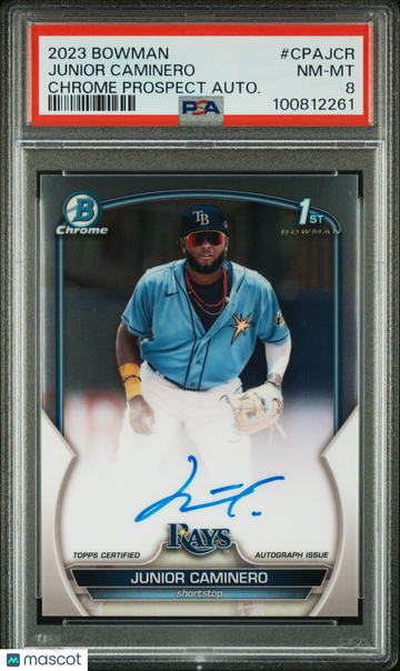 2023 Bowman Chrome Prospect Autographs Junior Caminero #CPAJCR Autograph PSA 8
