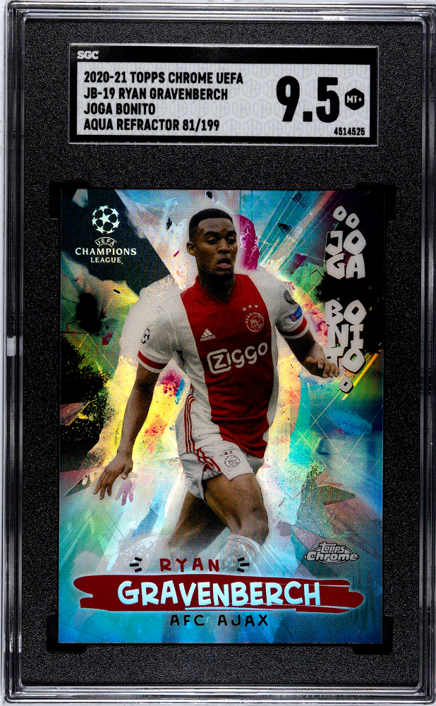 2020-21 Topps Chrome UEFA Ryan Gravenberch #JB-19 Joga Bonito Aqua Ref. SGC 9.5