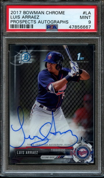 2017 Bowman Chrome Luis Arraez Auto PSA 9
