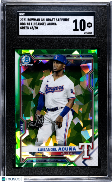 2021 Bowman Chrome Draft Sapphire Luisangel Acuna #BDC-81 Green /50 SGC 10