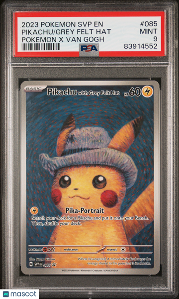 2023 Pokemon SVP EN-SV Black Star Promo Grey Felt Hat Pikachu Pokemon X Van Gogh PSA 9 #085