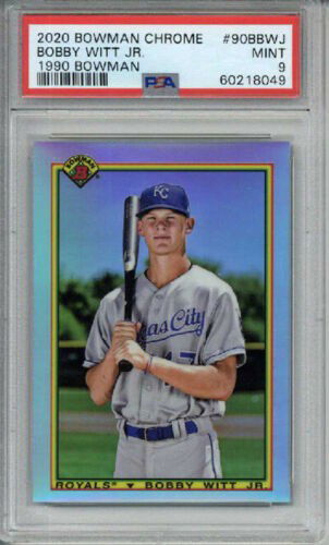 2020 BOWMAN CHROME #90B-BWJ 1990 BOWMAN BOBBY WITT JR BASEBALL CARD ROYALS PSA 9