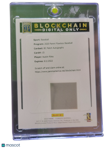 2020 Panini Flawless Baseball Austin Riley #15 Blockchain Digital Only Redemption