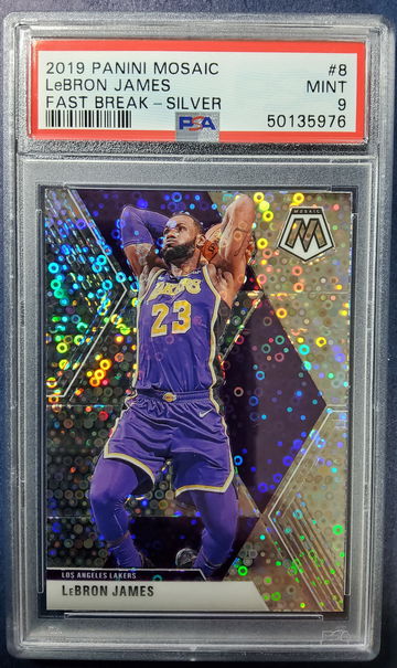2019 lebron James mosaic fast break silver prizm psa 9 mint